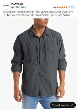 TACVASEN Men's Long Sleeve Quick Dry Tactical Fishing Shirt